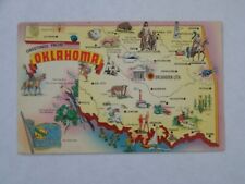 Oklahoma OK Large Greetings Map Scene Many Towns Listed picture