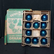 Vintage Shiny Brite Uncle Sam Blue Glass Ball Christmas Ornament 10 Lot 2.25