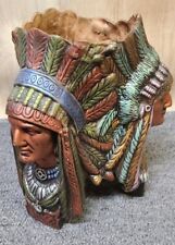 Native American Majolica Plant Pot Art Nouveau porcelain planter Unique RARE picture