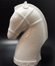 2008 White Ceramic Horse Head Statue Figurine Chess Knight Decor 9.25