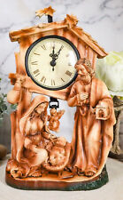 Ebros Christian Rustic Holy Family Nativity of Jesus Desk Table Clock Figurine picture