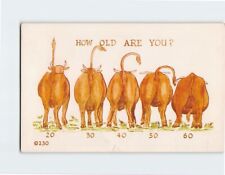 Postcard How Old Are You With Cows Behind Comic Art Print picture
