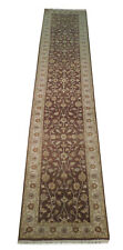 2.5 x 14 Natural Dyes Oushak Rug Brown 417 x 79 cm Knotted Kitchen Runner Rugs picture