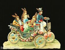 German Embossed Vintage Style Scrap Die Cut - Large Easter Bunny  BK5112 picture