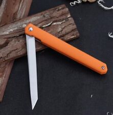 Long Blade Rubber Handle Folding Pocket Knife (ORANGE) picture