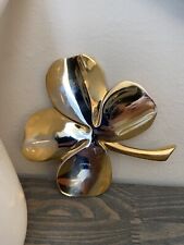 Vtg Gerity 4 Leaf Clover Paper Weight Solid Brass Good Luck Hope Faith Love 1984 picture