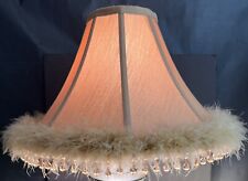 VTG Large Boho Chic Burlesque Shade Fully Beaded & Feathered 3 Ava. ExCond. 16” picture