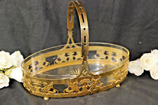Original French 1950 empire Brass lions Centerpiece table glass  picture