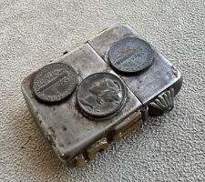 1940s WW2 U.S. Military Zippo 3 Barrel 14 Hole PAT. 2032695 With Coins & Emblems picture