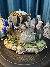 Stunning Large Dresden Porcelain Lace Figurine, 12” wide, 9” tall picture