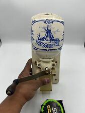 Vintage Dutch BLUE DELFT Wall Mount Porcelain Coffee MiLL Hand GRINDER Windmill picture