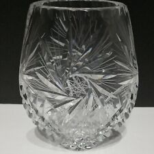 Lead Crystal Glass Vase Engraved 24% Thick Cut Star Great Gift Vintage Beautiful picture