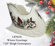 LENOX-WINTER GREETINGS-Large Christmas Holiday SLEIGH Centerpiece Bowl picture