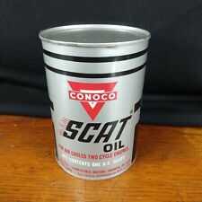 Vintage NOS Conoco Scat oil full quart  air cooled 2 cycle stroke mix metal can picture