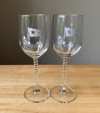 2 WHITE STAR LINE Titanic Replica Twist Stem Wine Glasses - EUC picture