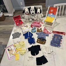 Vintage Lot Peanuts 3 Plush-1 Belle 2 Snoopy + Wardrobe Outfits Clothes Chairs picture