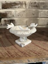 Vintage Hand Carved Alabaster Marble Pedestal Bird Bath 3 Doves 5” x 6” picture