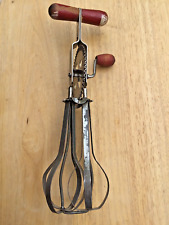 Vintage A&J Hand Mixer Egg Beater Made in USA Red Wood Handle High Speed Ecko picture