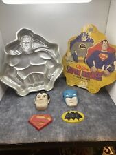 Vintage 1977 Wilton Super Heroes Cake Pan W Complete Accessories Batman Superman picture