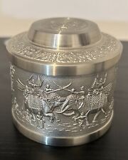 Elephant/Boat scene-R.M. Pewter Thailand Pewter Canister, 2.5