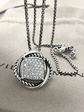 David Yurman Sterling Silver Infinity 14mm Pave Diamond Pendant Necklace 18” picture