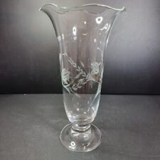 Princess House Heritage Etched Ruffled Top Crystal Bud Vase picture