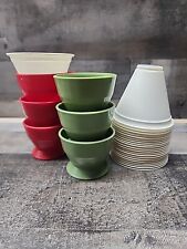 Vintage Solo Cozy Disposable Cup Holders Plastic Avacado Green Red Set of 6 picture