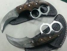 Hand Crafted knife king's Damascus double finger Karambit knife Pair picture