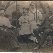 c1910s Nice Family Outdoors RPPC Wood Swing Chairs Cute Girl Real Photo PC A139 picture