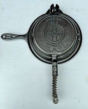 Antique Griswold No. 8 Cast Iron Waffle Iron With Base Vtg picture
