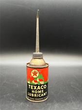 Antique Texaco Home Lubricant 3oz Tin Oil Can Empty Tall Spout 1940s picture