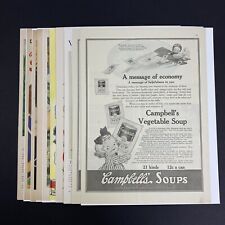 Vintage 1918 - 1955 Campbell's Soup & Juice Print Ads Lot of 10 - READ picture