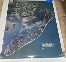 Arial View Hilton Head Island South Carolina VTG 1973 Poster 24” x 29” Doughtie picture
