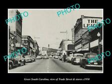 OLD LARGE HISTORIC PHOTO GREER SOUTH CAROLINA, VIEW OF TRADE ST & STORES c1950 picture