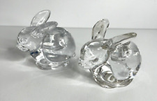 2 Denby Fine Lead Crystal Bunny Rabbit Shape Candle Holders Clear Glass Pair 3
