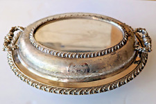 Barker Ellis England Antique Silverplate Lidded Dish Engraved Flowers Rococo picture
