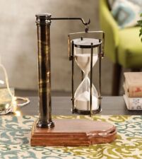 Antique Hanging Sand Timer Hourb Glass With Wooden Base size/dimension 7x5x11 in picture