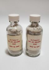 Vintage 1980 Authentic Mt St Helen's Volcano Ash, Lot Of 2 Clear Glass Bottles picture
