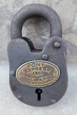 Pony Express 1860 Property Of C.O.C. & P.P. Express Cast Iron Lock Padlock 2 Key picture