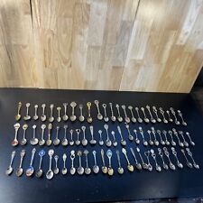LARGE Lot of (74) Vintage Souvenir Spoons; Sterling Silver, Goldplate, Other picture