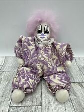 Vintage Q-Tee Clown Doll Figure Purple Floral 8 Inches Long Light Hair picture