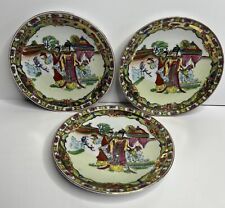3 Hand Painted Porcelain Decorative Vintage Dessert Plates ST China picture