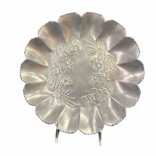 Farber & Shlevin Hand Wrought Retro Aluminum Dish Roses Scrolled Edges Hammered picture