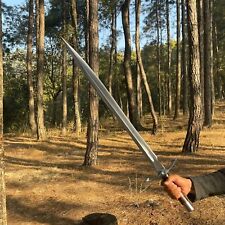 BEAUTIFUL CUSTOM HANDMADE D2 TOOL STEEL HUNTING SWORD WITH LEATHER SHEATH picture