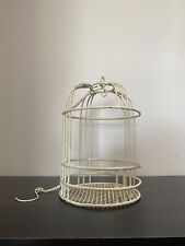 Vintage Distressed Metal Bird Cage Feeder White Hanging picture