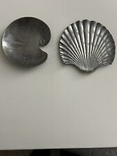 Set Of 2 Vintage Fitz and Floyd Pewter Seashell  Plates Coastal Cottage Beach picture