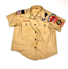Boy Scout of America Uniform shirt Short Sleeve Beige Poly Cotton Youth 14/16 picture