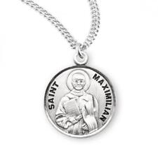 Saint Maximilian Round Sterling Silver Medal Size 0.9in x 0.7in picture