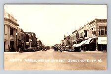 Junction City KS-Kansas RPPC, Washington St., Storefronts c1933 Vintage Postcard picture