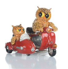 Owl on bike Trinket Box Hand made by Keren Kopal with Crystals - LIMITED EDITION picture